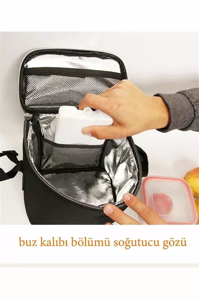 Термална чанта за храна и шише  Черна