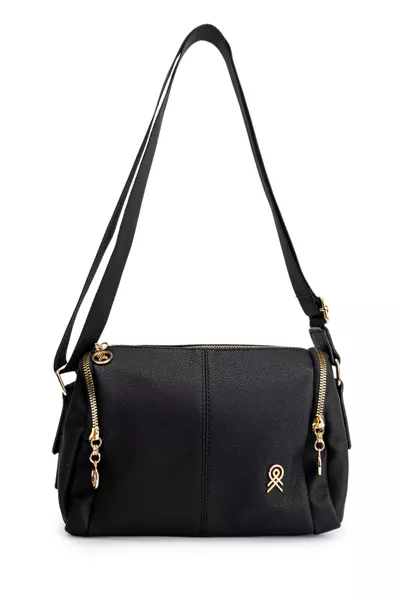 Kunstleder Damen Umhängetasche Polya Schwarz