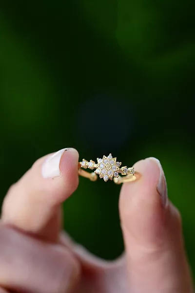 Snowflake Adjustable K Gold Plated Women's Ring