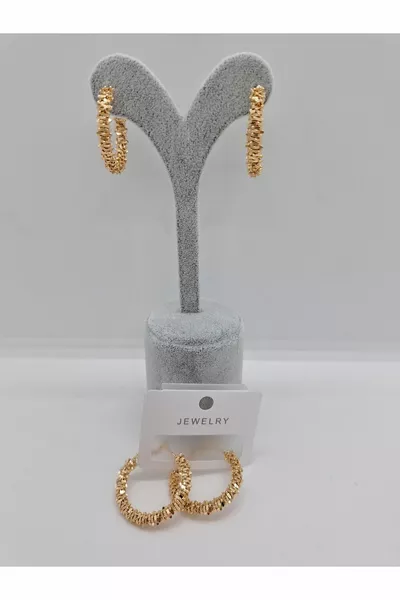 Steel Star Dust Dorika Hoop Earrings 3 Cm