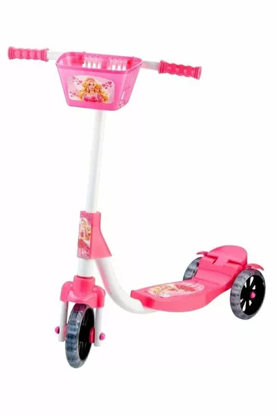Monopattino per bambini rosa a 3 ruote con freno e figura di Barbie (capacità di peso KG) 3+ anni