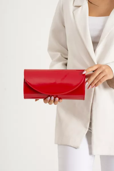 Red Patent Evening Clutch Bag