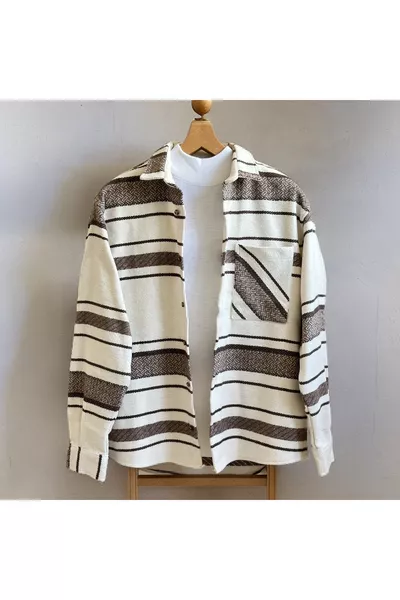 Erkek Oversize Gömlek Yaka Uzun Kollu Gömlek