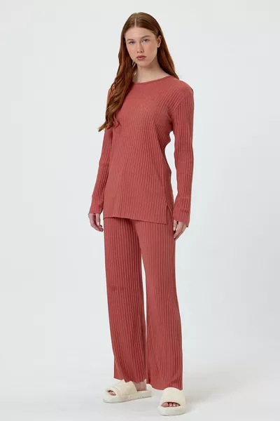 Women's Seasonal Long Sleeve Corduroy Tile Pajama Set