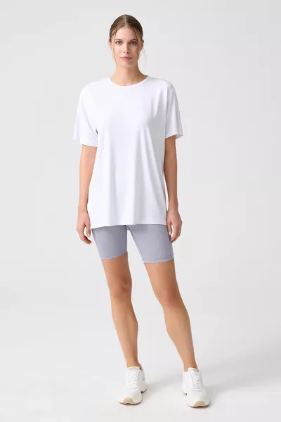 x Melodi Bianco Oversize Maglia a Girocollo Taglio Largo T-shirt Boyfriend