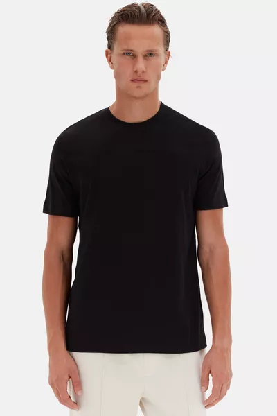 Ds Damat Oversize Siyah Bisiklet Yaka % Pamuk T-Shirt