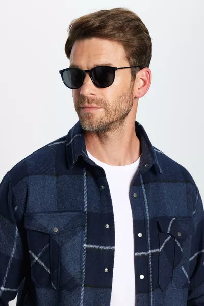 Men's Relaxed Fit Comfortable Lumberjack Double Pocket Buttoned Plaid Winter Shirt