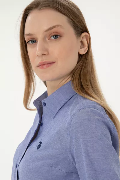 Damen Saks Langarm Basic Hemd 