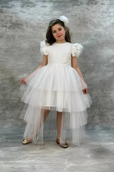 Modèle de rêve enfant costume blanc avec sequins et boucle Kids 
