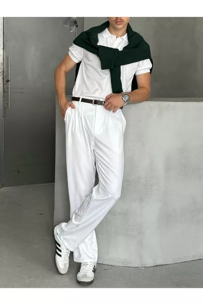 Pantalon en tissu homme à plis et coupe baggy