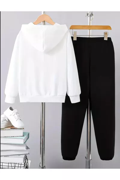 طقم رياضي للبنات بطبعة قلب وفراشة سوداء