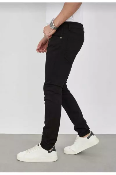 Men's Stretch Jeans Cotton Black Slim Fit Straight Jeans