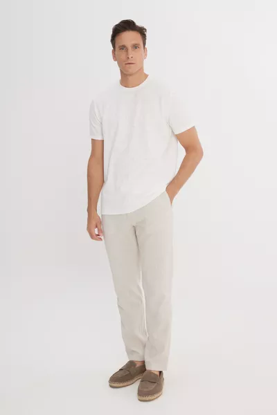 بنطال رجالي ضيق قصّة نحيفة من القطن ٪ بحزام للخصر وجيوب جانبية