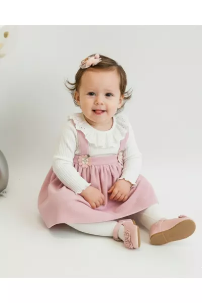 فستان طفلة صغير بياقة بيبي عتيق، مزين بالزهور، بمقاسات  شهر