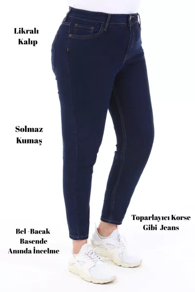 Slim Fit Jeans Große Größen Hohe Taille Eng geschnitten Elastische Jeans -Parlament-Blau