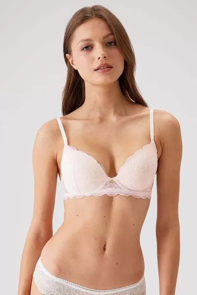 طقم اقتصادي مزدوج بودرة-أسود -3 حمالة صدر ليون مبطنة مزدوجة الدفع ميكرو (مع سروال هدية)