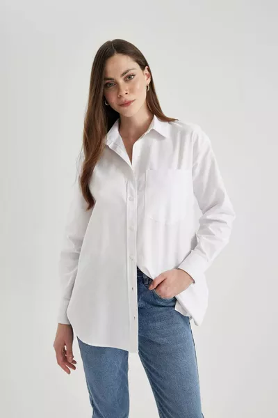 Oversize Fit Oxford Langärmliges Hemd aus % Baumwolle au
