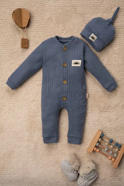 Zonnenemblem Muts Effen Kleur Baby Romper Set