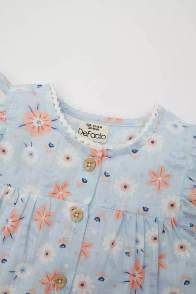 Платье без рукавов из поплина для девочки с цветочным узором SM