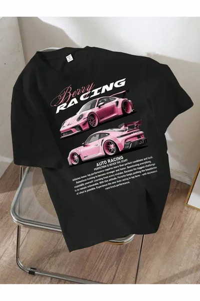 Unisex Rennwagen bedrucktes Oversize-T-Shirt