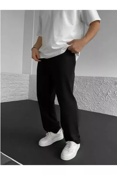 Black Baggy Loose Fit Straight Leg Casual 