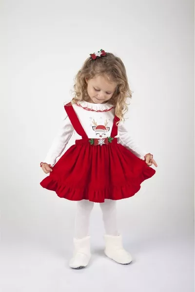 Meisjes Kind % Katoen Lange Mouwen Winterthema Seizoens- en Winter Rood Salopetjurkje (2-3-4-5 JAAR)