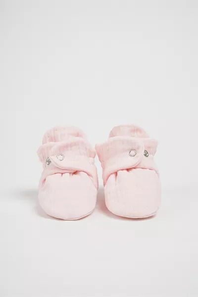 Organic Cotton Muslin Baby Booties - Pink
