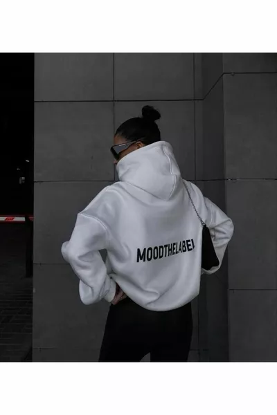 White Mood The Label Oversize Sweatshirt - Dik Katoen met Verhoging