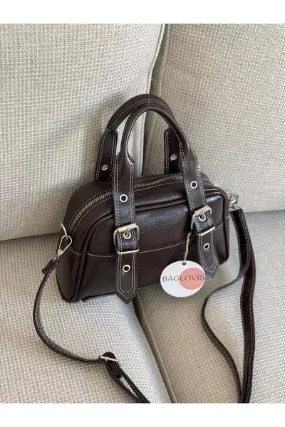 BORSA A TRACOLLA DA DONNA CAFFÈ CON DETTAGLIO FIBBIA REGOLABILE  