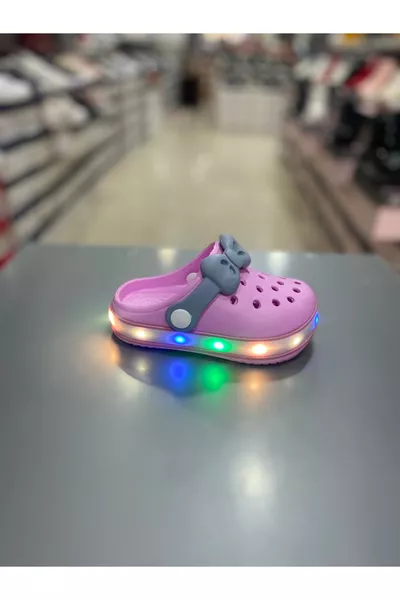 Pantofole per bambina con fiocco e luci