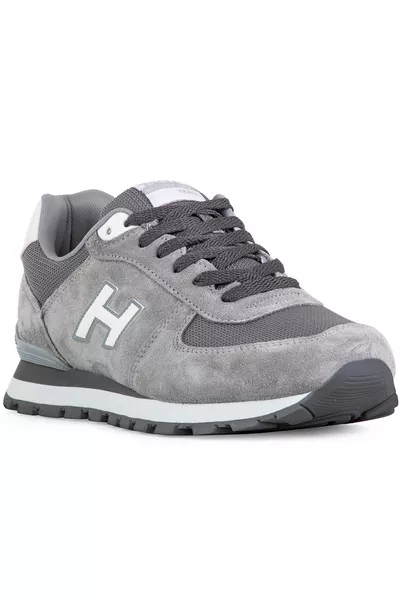 حذاء رياضي من الجلد الطبيعي باللون الرمادي للجنسين