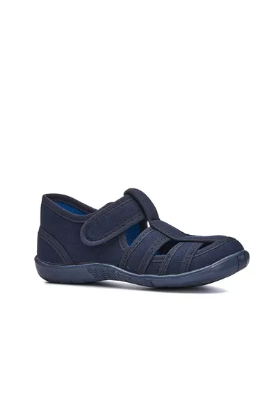 حذاء حضانة مريح من الكتان للأطفال باللون الأزرق الداكن