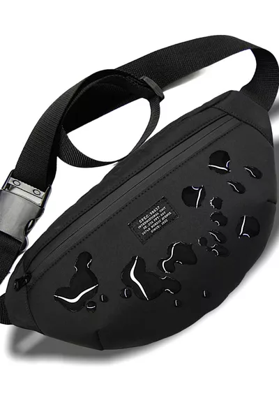 Black Waterproof Fabric Waist and Shoulder Bag