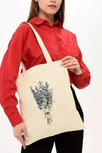 You Are Enough Bedrukt Katoenen Tas