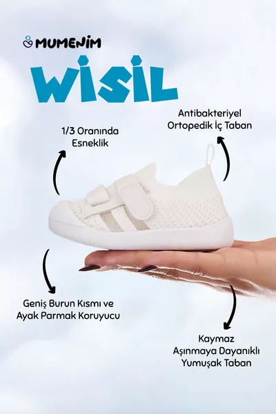 Wisil Girls/Boys Children & Baby Velcro Comfortable Flexible Non-Slip Orthopedic Sole White Sports/First Step Shoes
