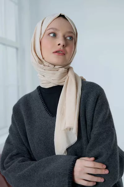 Écharpe Neo en coton couleur beige