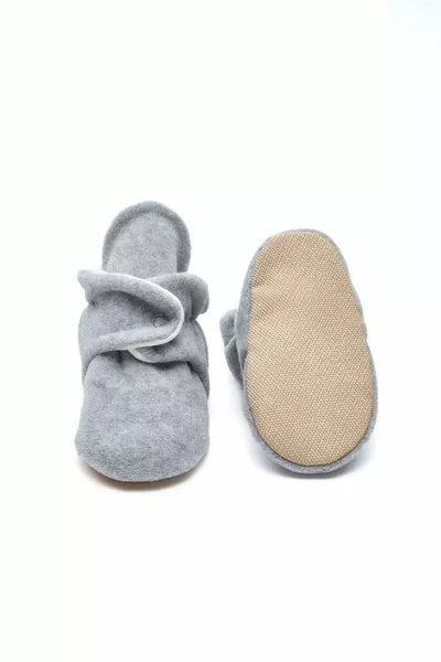 Kaydırmaz Tabanlı Pamuk Astarlı Çıtçıtlı Açık Gri Panduf