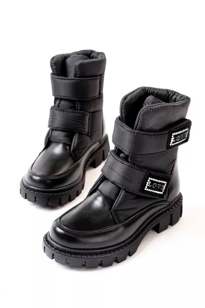 حذاء للجينة الصغيرة من القماش الباراشوتي الأسود مع شريط فيلكرو، مقاوم للماء وذو نعل غير قابل للانزلاق