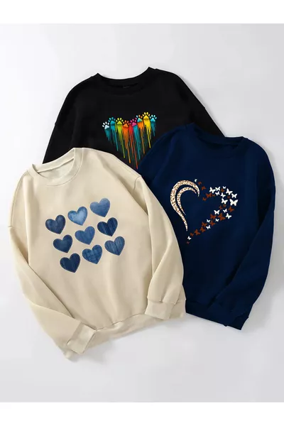 عرض حزمة مكونة من 3 قطع من السترات بدون طبعة ومع طبعات ملونة