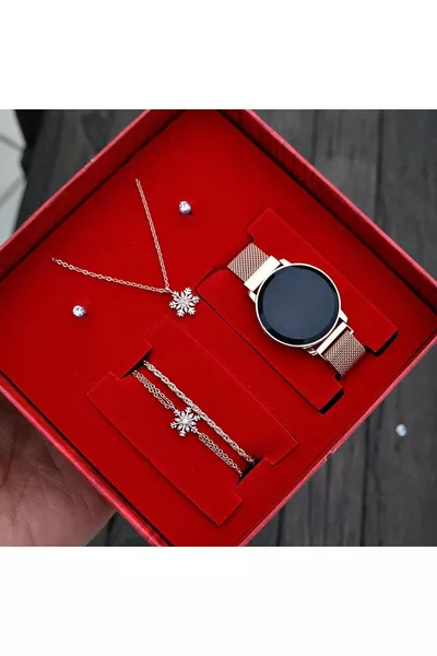 Дамски комплект: часовник, колие, гривна и обеци