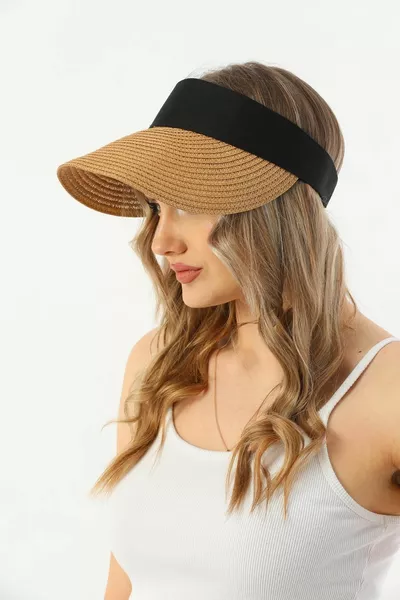Straw Tennis Brown Visor Hat