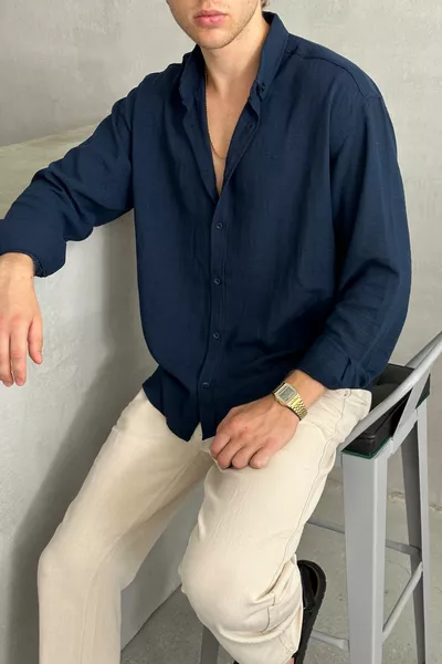 Camicia da uomo oversize in lino