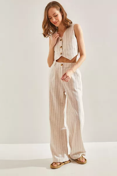 Women's Striped Vest and Top Set