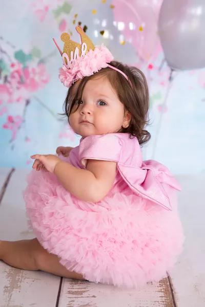 Abito da Principessa per Bambina con Tulle e Maniche Corte Rosa - Lina