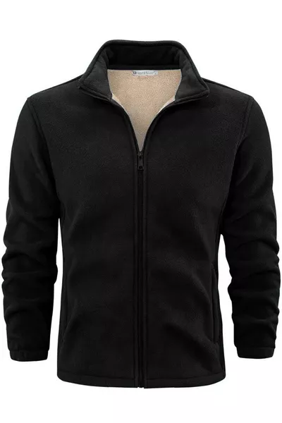 Ghassy Co. Giacca in pile da uomo con tasche, fodera in peluche ultra termica e zip completa