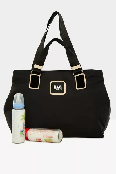 Black Woman-Trim Snap Strap Mother Baby Care Bag 