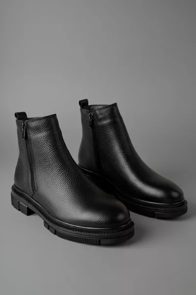 حذاء شتوي رجالي من جلد طبيعي CHELSEY بسحاب مزدوج