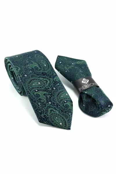Green Scarf Pattern Pocket Square Tie
