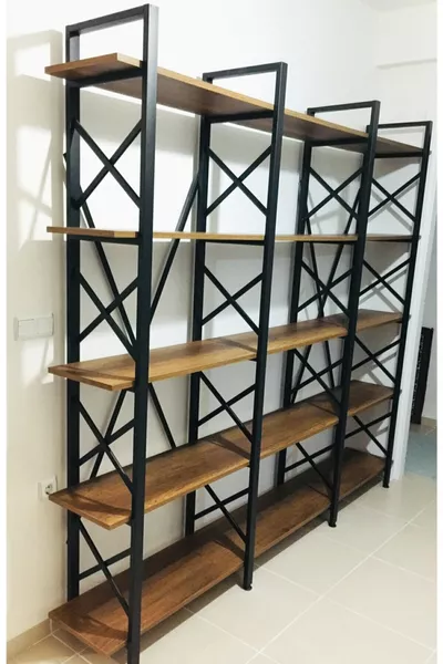 Декоративен дървен библиотечен шкаф  см 