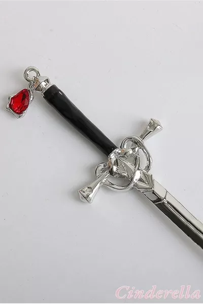 مشبك شعر بعصا بتصميم سيف مرصع بالألماس الصناعي معدني  سم - صيحة جديدة بأسلوب بوهيمي قوطي